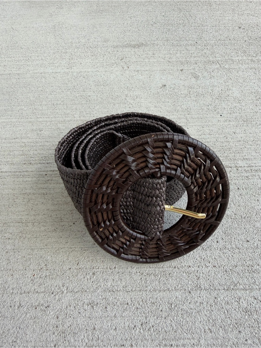 J. McLaughlin Woven Stretch Belt Brown Wide Elastic Belt Round Woven Buckle 36